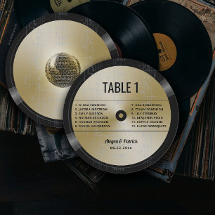 Music LP Vinyl Retro Vintage Gold Wedding Table Invitation