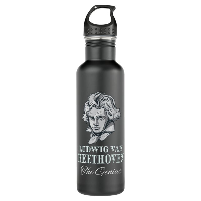 Music - Ludwig Van Beethoven The Genius Stainless Steel Water Bottle (Front)