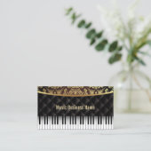 Music Luxury Diamond Pattern Piano Lessons Business Card (Standing Front)