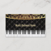 Music Luxury Diamond Pattern Piano Lessons Business Card (Front)