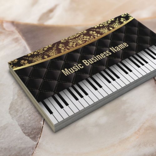 Luxury Diamond Pattern Piano Lessons Business Card