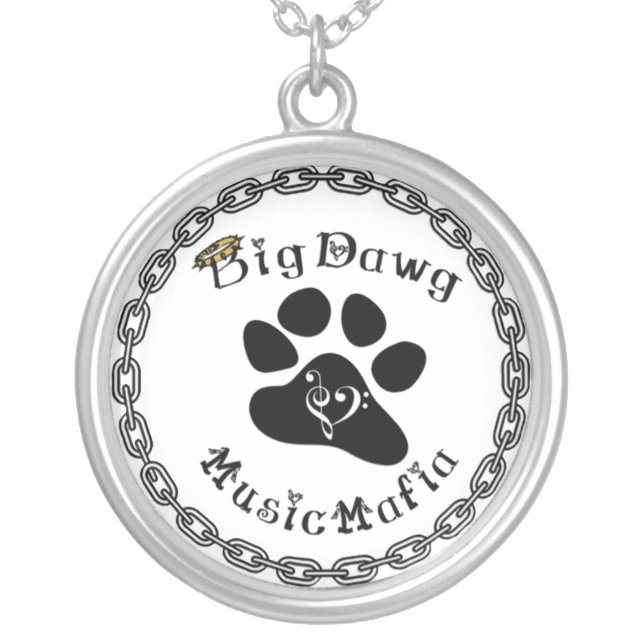 Music Mafia Gear Silver Plated Necklace (Front)