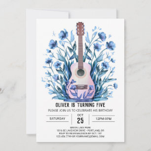Music Magic Blue Guitar Boy Birthday Invitation