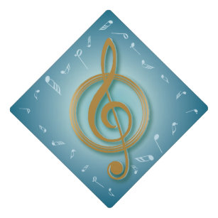 Music Major Notes Blue and Gold Graduation Cap Topper