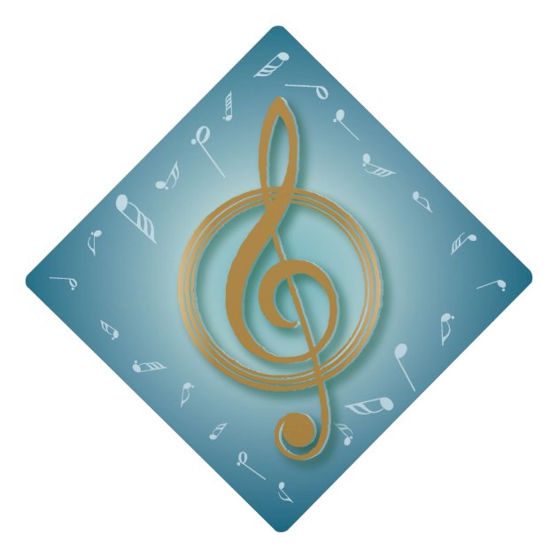 Music Major Notes Blue And Gold Graduation Cap Topper