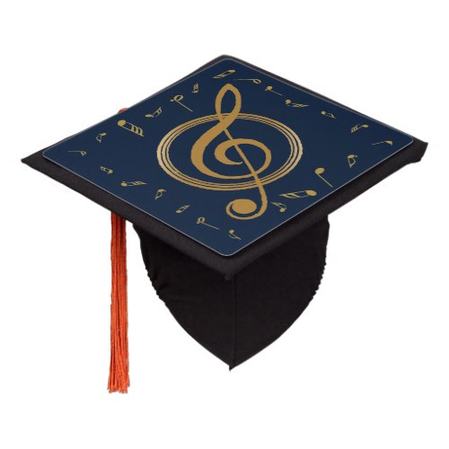 Music Major Notes Gold Blue Graduation Cap Topper
