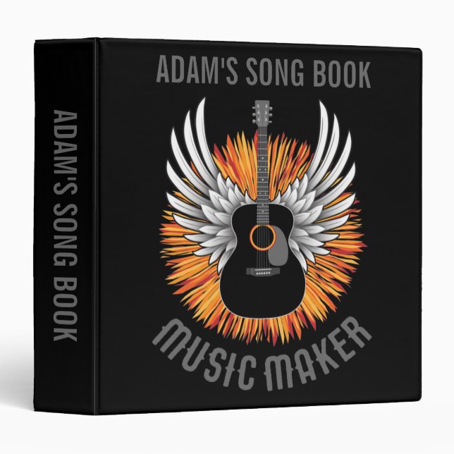 Music Maker (guitar player) 3 Ring Binder (Front/Spine)