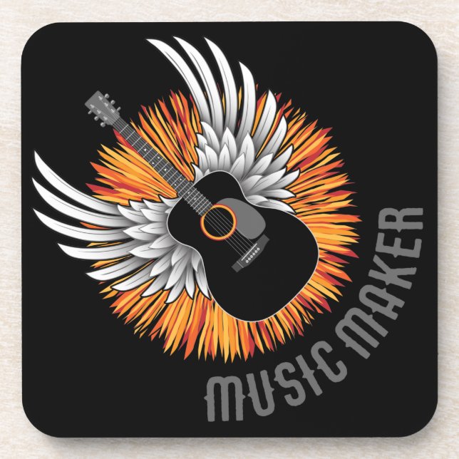 Music Maker (guitar player) Beverage Coaster (Front)