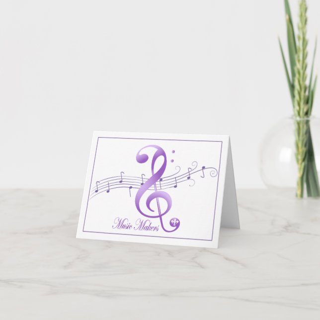 Music Makers White with Purple Note Card (Front)