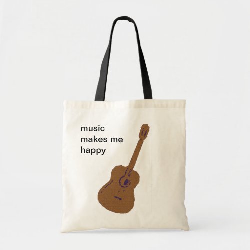 music makes me happy tote bag