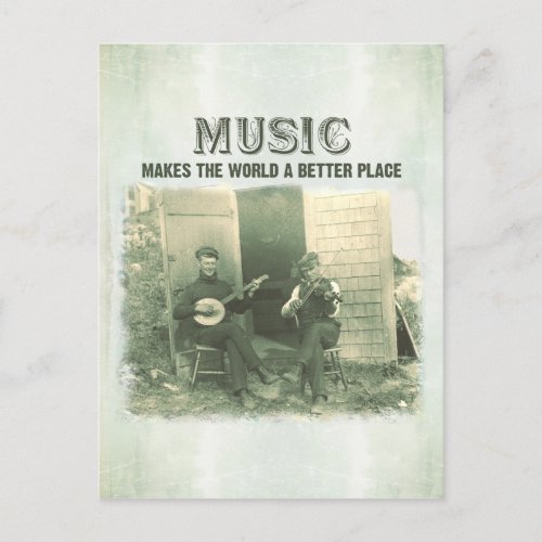 Music Makes the World a Better Place Vintage Postcard