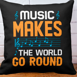 Music Makes The World Go Round Throw Pillow