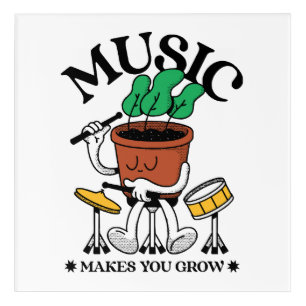 Music Makes You Grow Plant Drummer Acrylic Print
