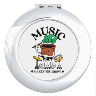Music Makes You Grow Plant Drummer Compact Mirror