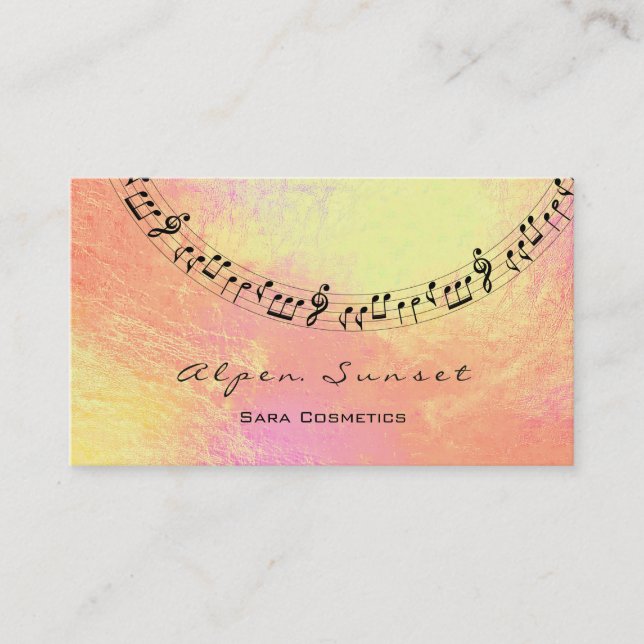 Music Makeup Lash Peach Rose Gold Metallic Social Business Card (Front)