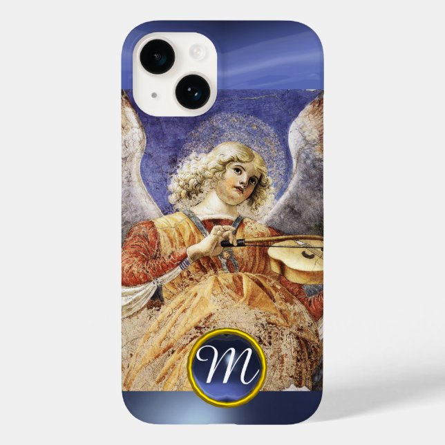 MUSIC MAKING ANGEL , Blue Sapphire Monogram Case-Mate iPhone Case (Back)