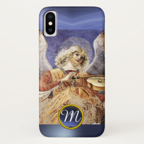 MUSIC MAKING ANGEL  Blue Sapphire Monogram iPhone X Case