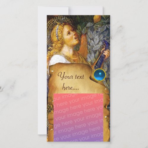 MUSIC MAKING ANGEL CHRISTMAS PARCHMENT Blue Gem Holiday Card