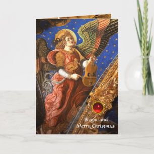 MUSIC MAKING ANGEL WITH A VIELLE Christmas Holiday Card