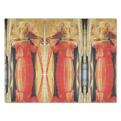 MUSIC MAKING ANGELS IN RED AND GOLD Christmas Tissue Paper