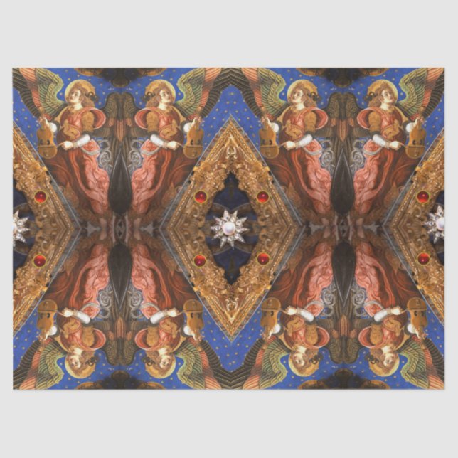 MUSIC MAKING ANGELS WITH A VIELLE Christmas Tissue Paper (Front)