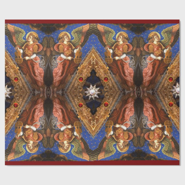 MUSIC MAKING ANGELS WITH A VIELLE Christmas Wrapping Paper (Flat)