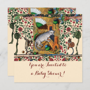 MUSIC MAKING ANIMALA CAT PLAYING ORGAN Baby Shower Invitation