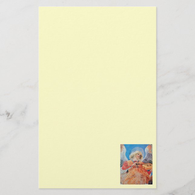 MUSIC MAKING CHRISTMAS ANGEL Cream Stationery (Front)