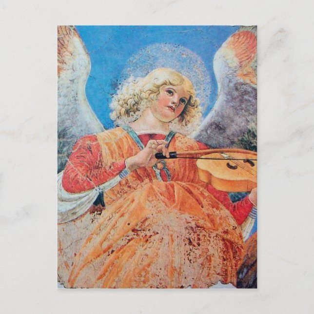 MUSIC MAKING CHRISTMAS ANGEL HOLIDAY POSTCARD (Front)