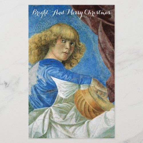 MUSIC MAKING CHRISTMAS ANGEL IN BLUE Lute Player Stationery
