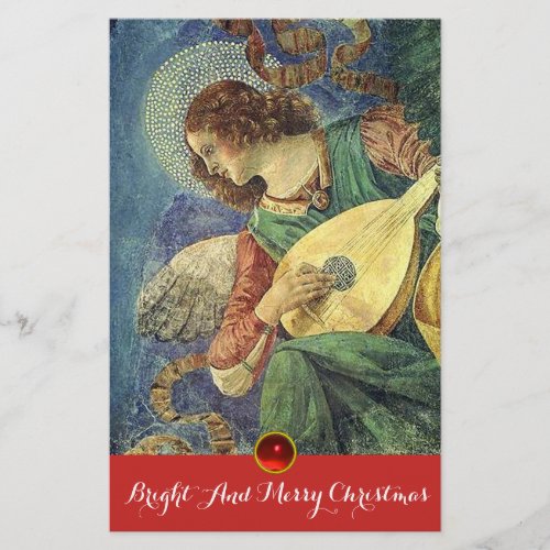 MUSIC MAKING CHRISTMAS ANGEL Lute Player Stationery