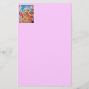 MUSIC MAKING CHRISTMAS ANGEL Pink Lilac Stationery