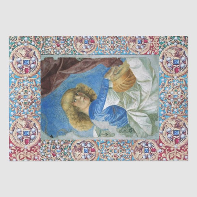 MUSIC MAKING CHRISTMAS ANGEL,PRECIOUS JEWELS ,GEMS TISSUE PAPER (Front)