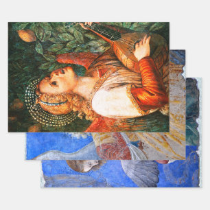 MUSIC MAKING CHRISTMAS ANGELS WRAPPING PAPER SHEETS