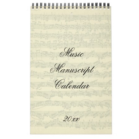 Music Manuscript Excerpts Current Year Calendar