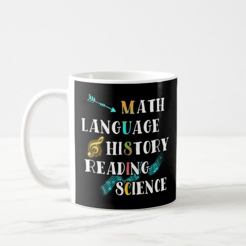 Music Math Language History Reading Science Shirt Coffee Mug