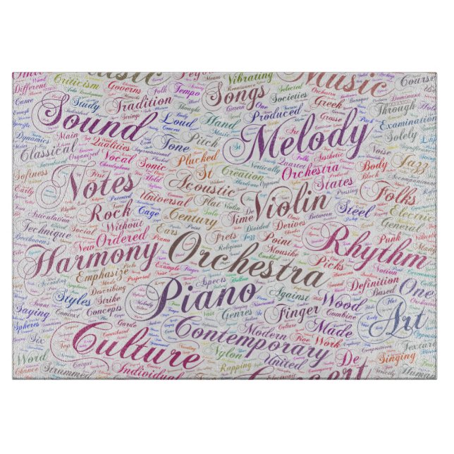 Music Melody Orchestre Silhouette Form Text Cutting Board (Front)