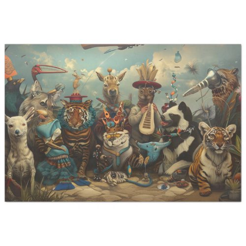 Music Menagerie of Animals Decoupage  Tissue Paper