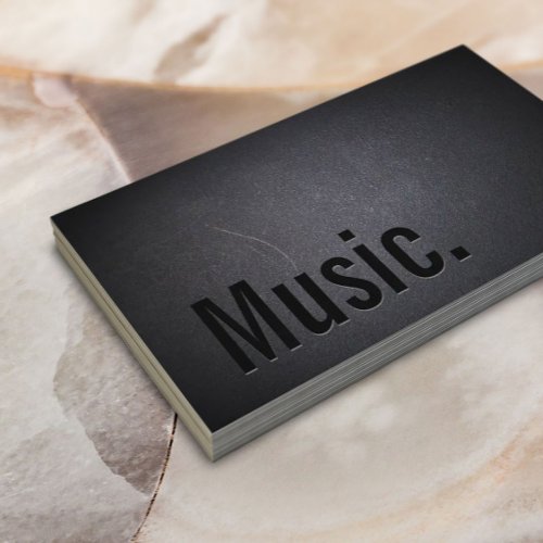 Music Minimalist Bold Text Dark Business Card