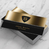 Music Modern Black & Gold DJ DeeJay Business Card