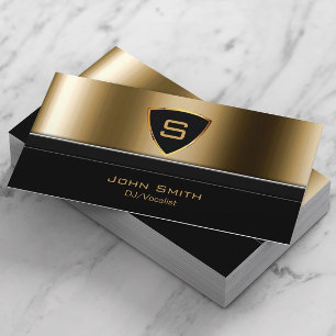 Music Modern Black & Gold DJ DeeJay Business Card