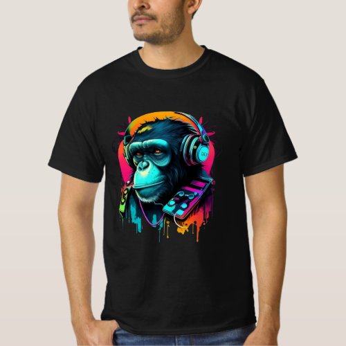 Music Monkey 80s Retro Synthwave Graphic Tee