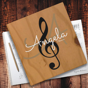 Music Monogram on image of wood, my songs Binder