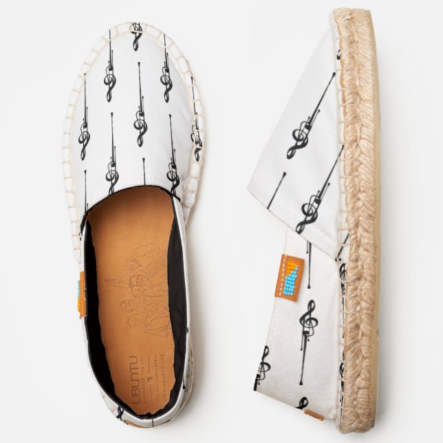 Music Motif Melting Treble Clef Black and White Espadrilles (Side)