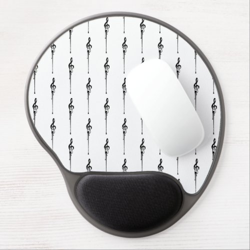 Music Motif Melting Treble Clef Black and White Gel Mouse Pad
