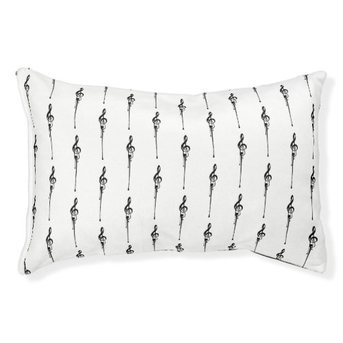 Music Motif Melting Treble Clef Black and White Pet Bed