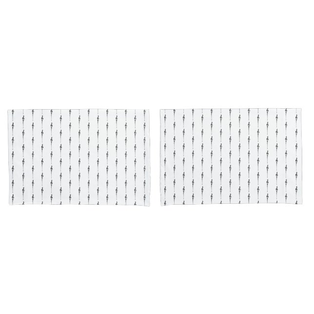 Music Motif Melting Treble Clef Black and White Pillow Case (Front-Set)