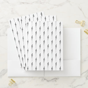 Music Motif Melting Treble Clef Black and White Pocket Folder