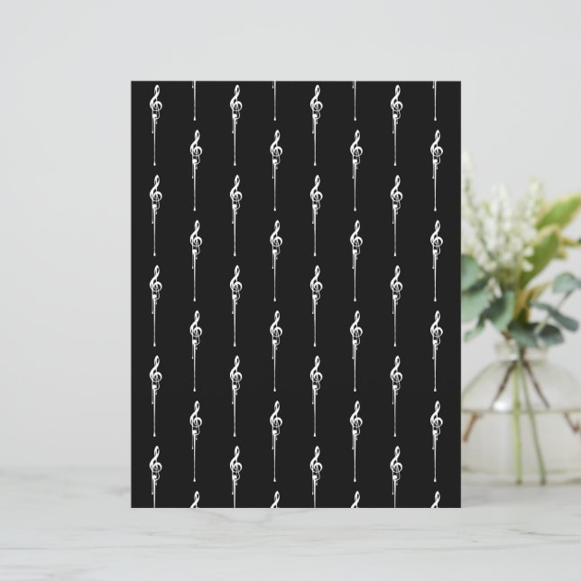 Music Motif Melting Treble Clef White and Black (Standing Front)