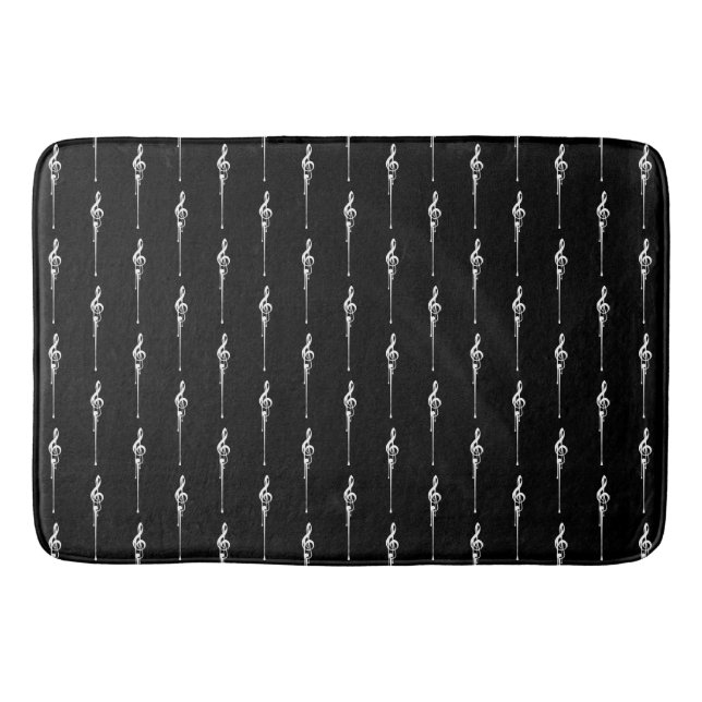 Music Motif Melting Treble Clef White and Black Bath Mat (Front)